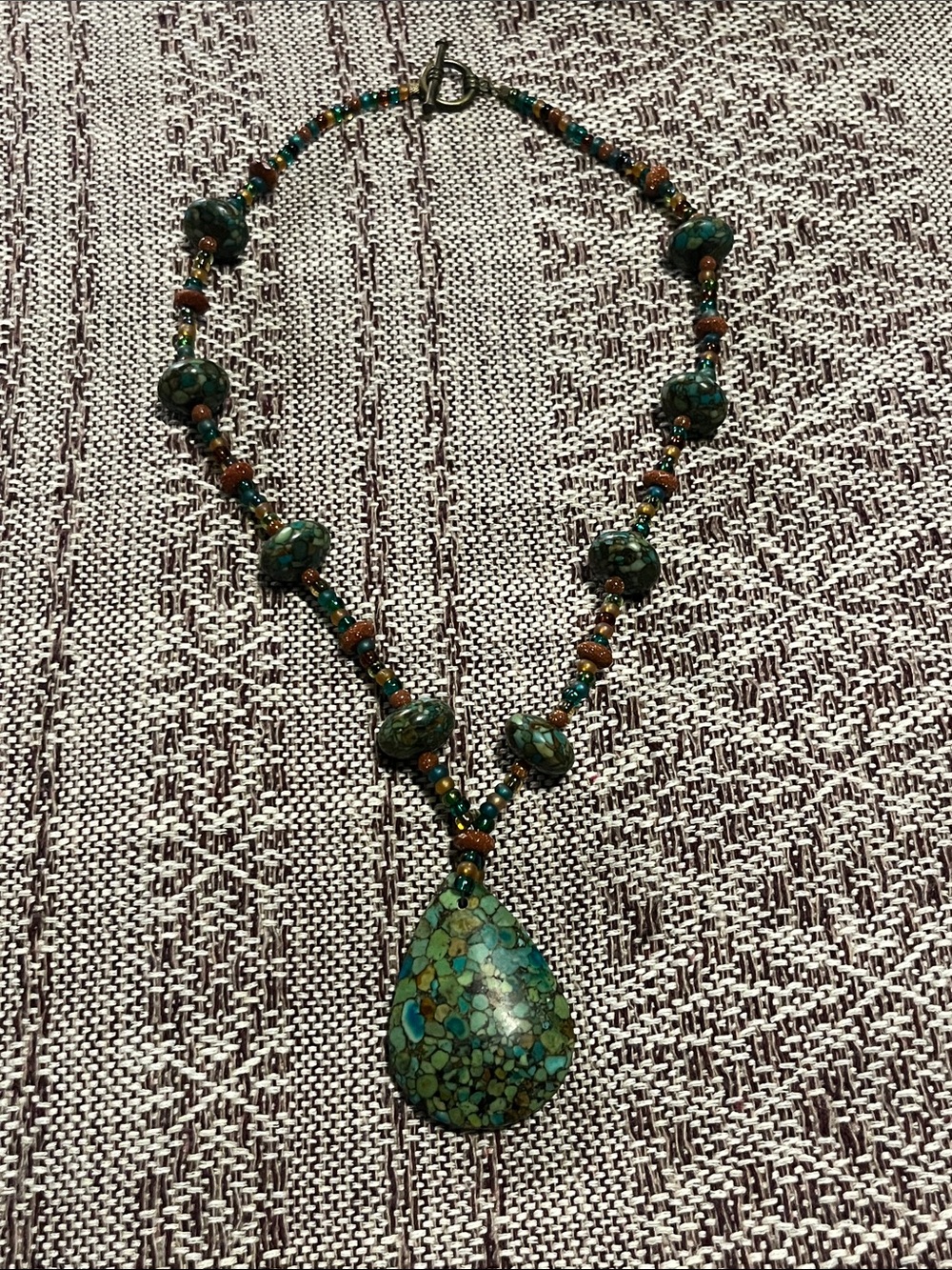 Vintage Imperial Jasper Moss Stone Necklace